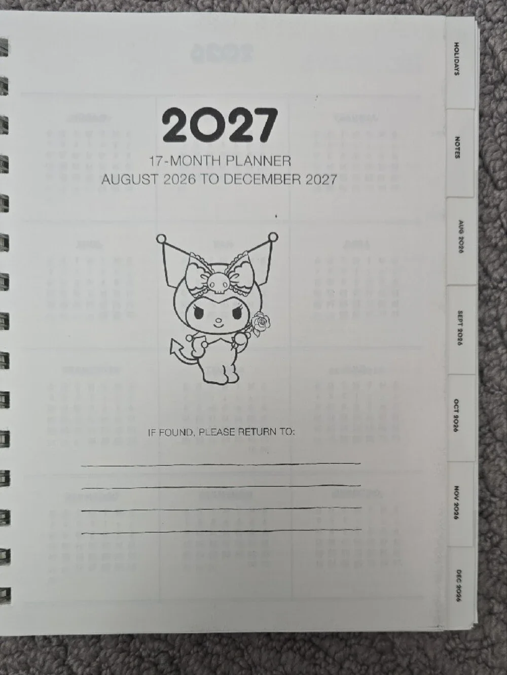 Sanrio Kuromi Pink and Black 2027 17-Month Planner